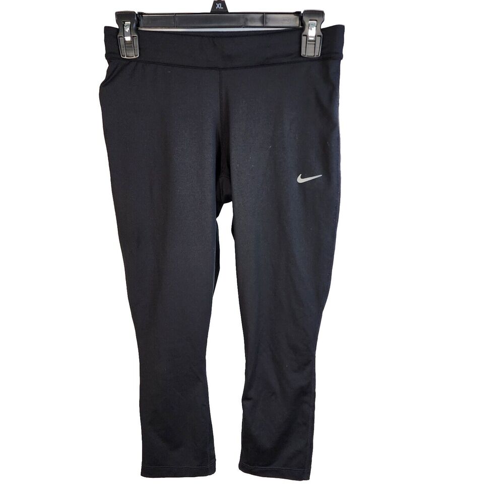 Nike Womens Dri Fit Relay Crop Capri Tights Medium Black Running Active 839871